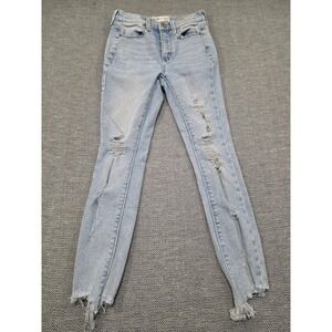Mudd High-Rise Ankle Jegging Light Wash Distressed Frayed Hem Jeans Size 1